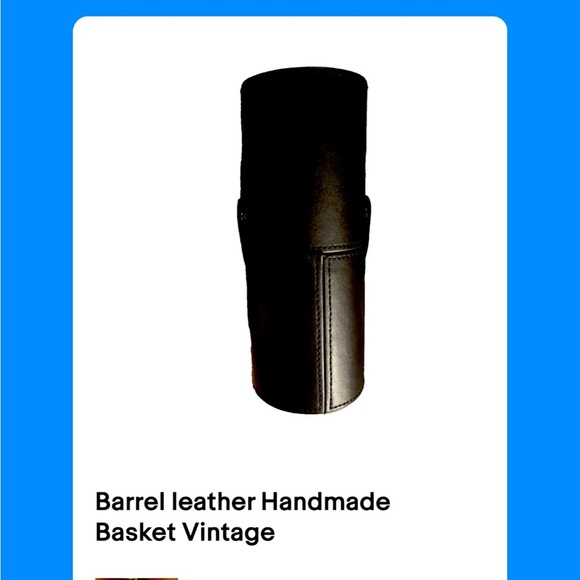 Barrel leather Handmade Basket Vintage ￼ - Picture 2 of 3